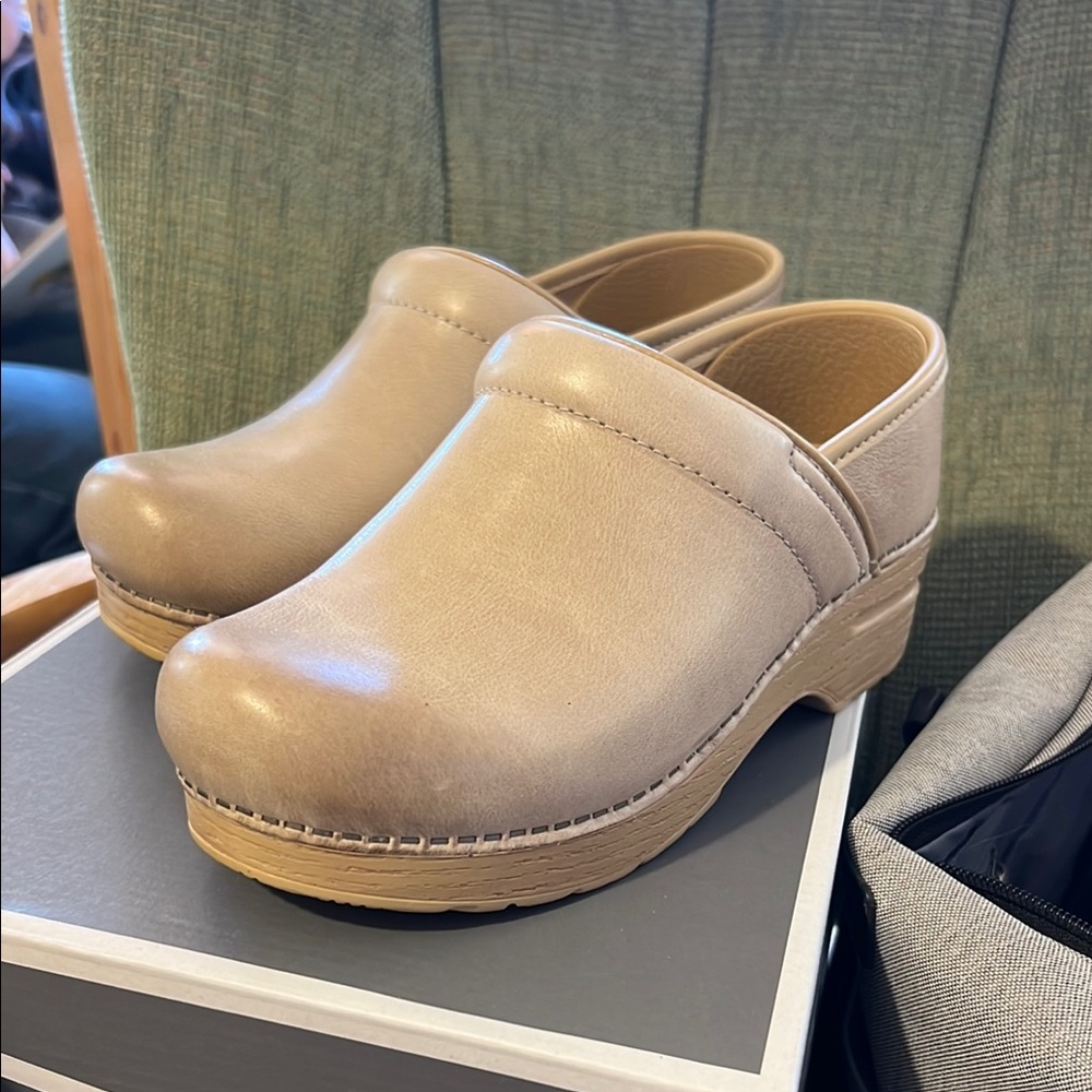 Dansko Beige Leather Clogs